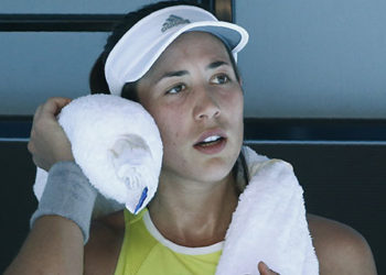 Garbine Muguruza fought back from behind in both sets to defeat racquet-smashing fourth seed Simona Halep on Thursday and set up an Australian Open final with surprise-package Sofia Kenin.