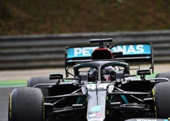Hamilton claimed pole position with a new lap record