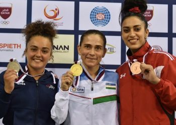 Uzbekistan’s Oksana warms up for her eight Olympic Games with Vault gold in Doha