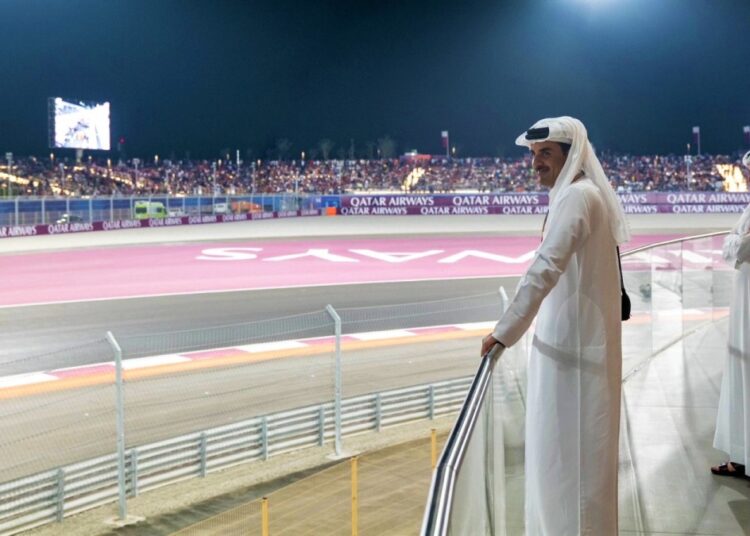 Qatar Amir attends Formula 1 race at Lusail International Circuit