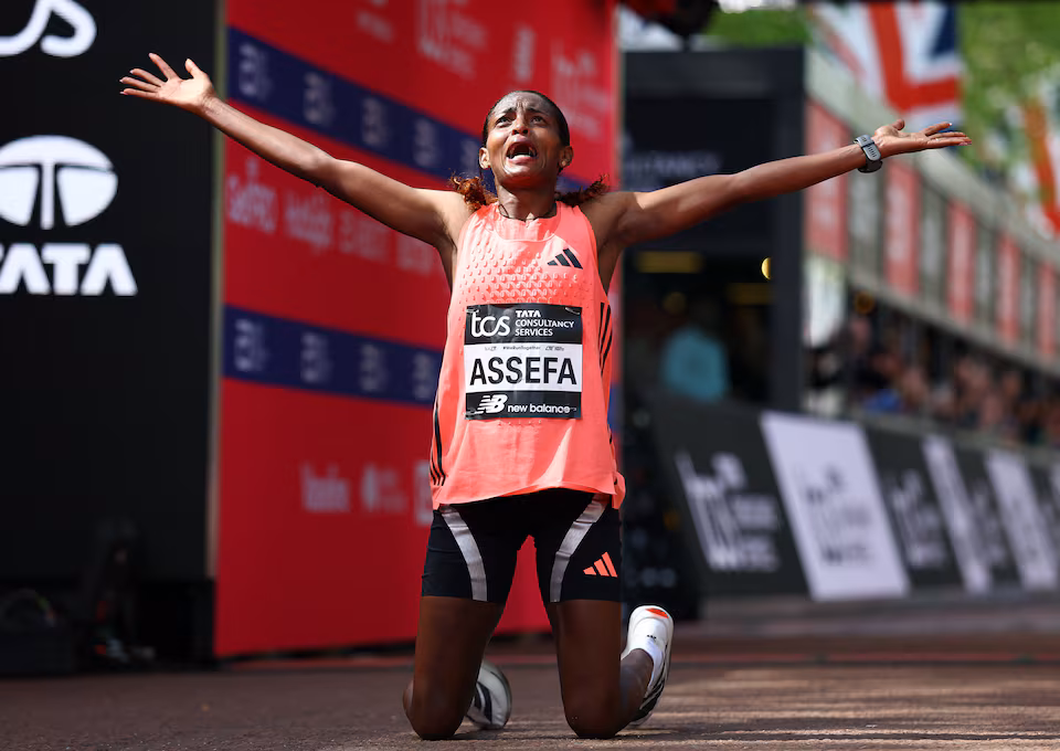 Assefa breaks own women-only world record to win London Marathon