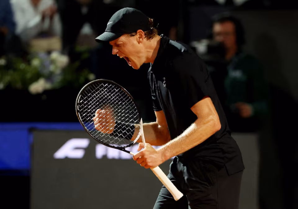 Sinner two games from Rome final before rain suspends Medvedev clash