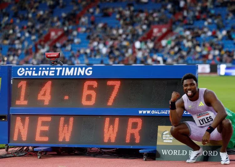 Lyles sets world best in rarely contested 150 metres at Ostrava
