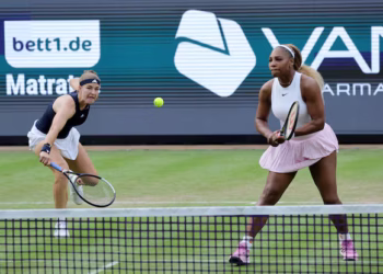Williams falls in doubles return as Muchova advances in Berlin